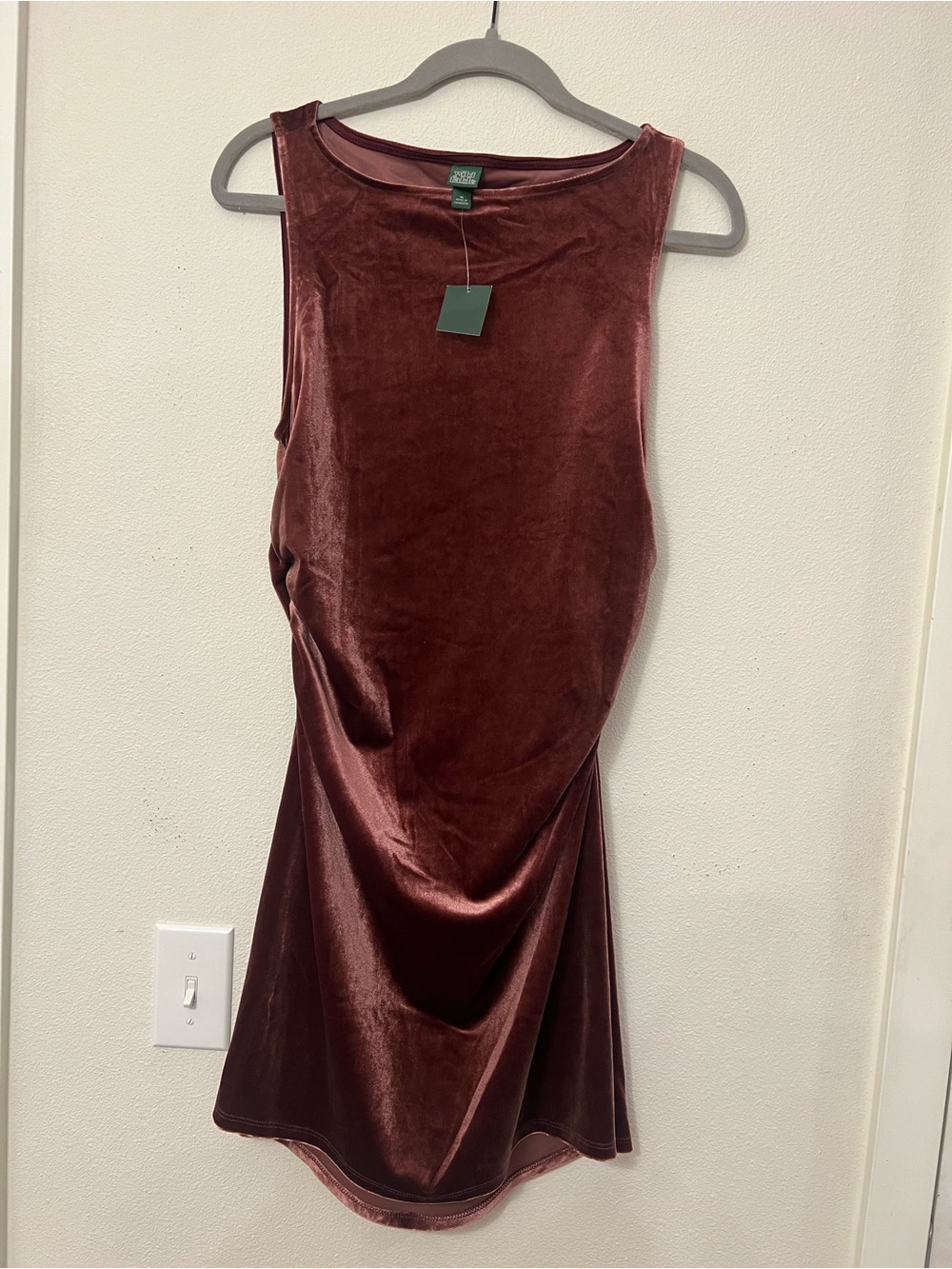 wild fable Velvet Sleeveless Midi Dress in Wine